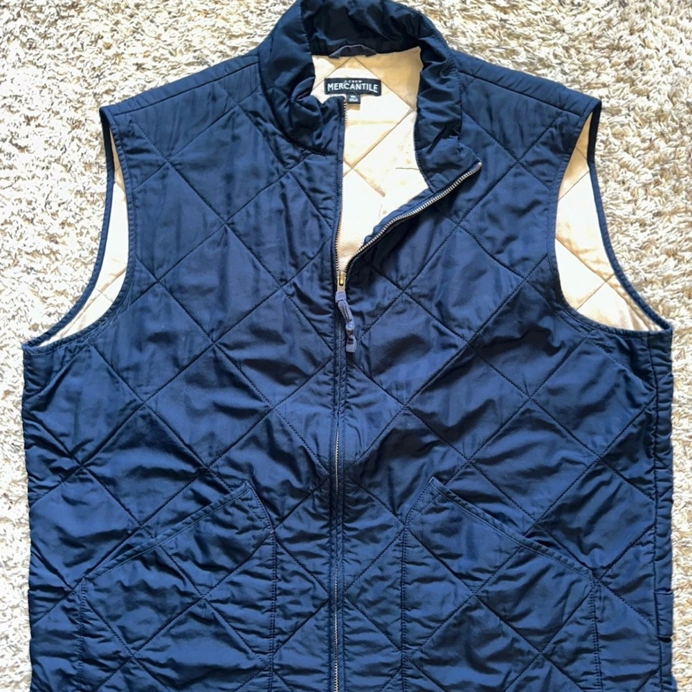 Men’s J.Crew Mercantile Walker Quilted Navy Vest Lightweight Size XL